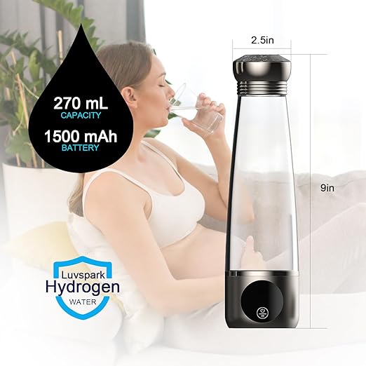 Hydrogen Water Bottle 3000ppb Dupont Membrane Ionized Water Bottle Hydrogen Cup PEM/SPE Technology Purification Vent Rechargeable Hydrogen Water Generator for Home Office Travel