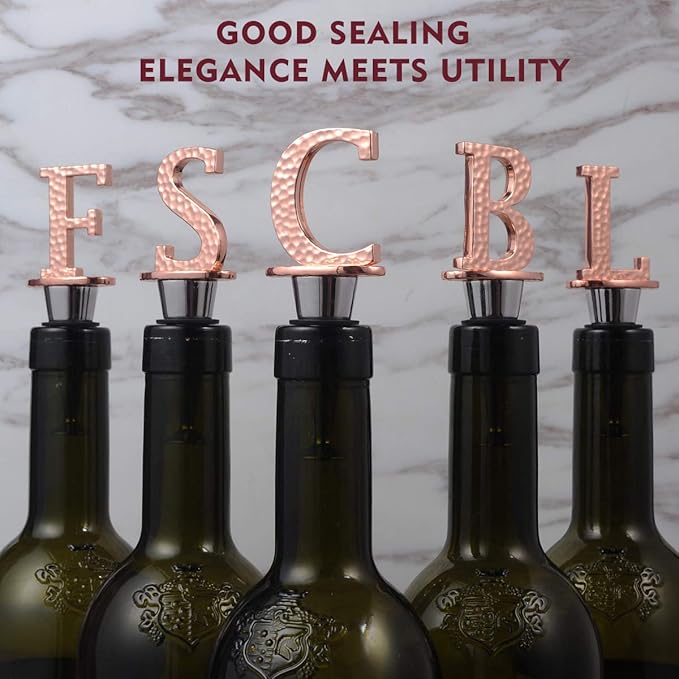 Miicol Wine Bottle Stopper, Prosecco Stopper, Rose Gold Wine Stopper, Personalised Champagne Stopper, Initial Wine Stopper, Funny Prosecco Gift, Wine Lovers Gift, Letter C