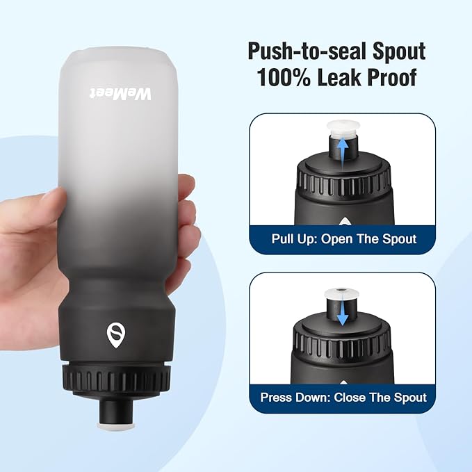 Leak Proof Bicycle Water Bottle, 2-Pack Bike Water Bottle, BPA Free, Cycling & Sport Squeeze Bottle, with Capacity Scale, for Riding, Gym (Black & Black White, 24oz)