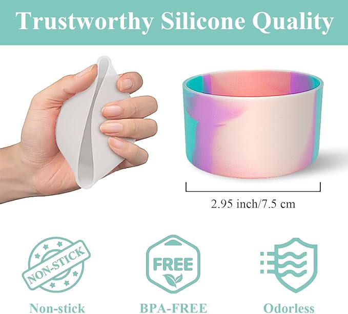 2 PCS Silicone Protective Boot for Yeti Rambler 20oz/25oz/30oz/35oz Tumbler, Anti-Slip Protective Silicone Water Bottle Bottom Boot Sleeve Cover for Yeti Tumbler [Mixcolor+Transparent]