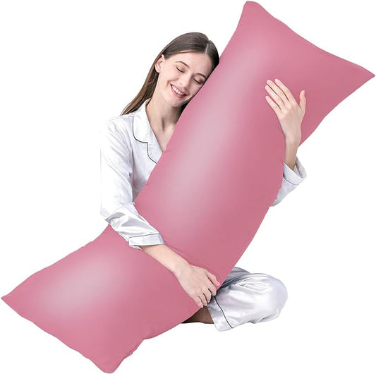 DOWNCOOL Large Body Pillow Insert- Breathable Full Body Pillow for Side Sleeper - Soft Long Bed Pillow for Adults - 20 x 54 inch (Pink)