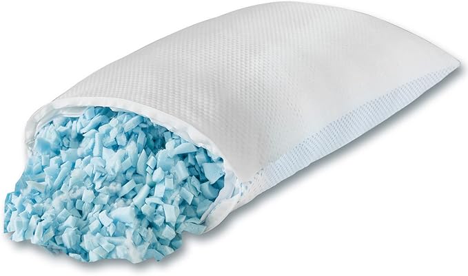 Cooling Pillow for hot Sleepers - Pillow for Side and Back Sleeper - Adjustable Bed Pillows Queen for Neck and Shoulder Pain Relief - Shredded Memory Foam Cooling Gel Pillow with Extra Fill
