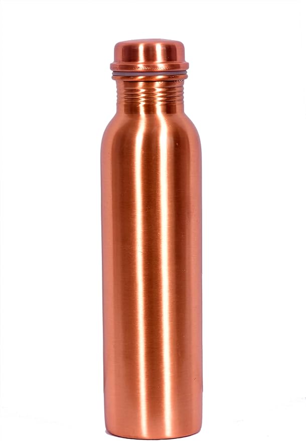 Copper Bottle For Drinking Water 33 Oz Ayurvedic Leak Proof Smooth Finish Plain Design Durable Lightweight Hand Washable Vessel Clean Cool Water Natural Mineral Boost Energy Safe Water Utensil