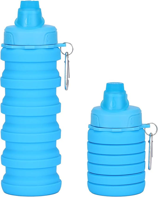 Collapsible Water Bottles, Water Bottle for Girl, Kids, Portable Water Bottle with Leakproof Lid, Reusable Food-Grade Bpa-Free Silicone Travel Bater Bottles for Gym, Hiking, Sports, Camping, Biking