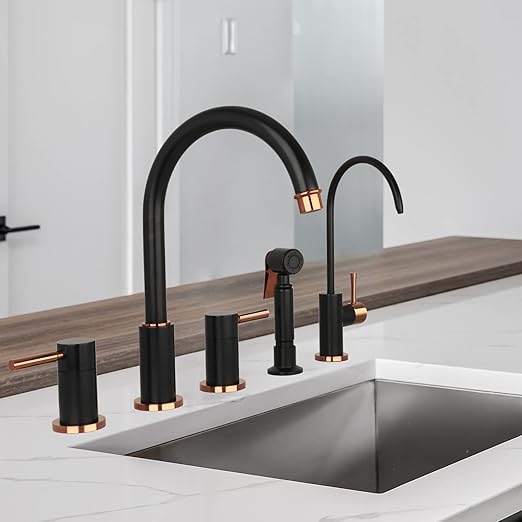 Kitchen Water Filter Faucet Fits Most Reverse Osmosis Units or Water Filtration System in Non-Air Gap, Only for Cold Water (Matte Black and Rose Gold)
