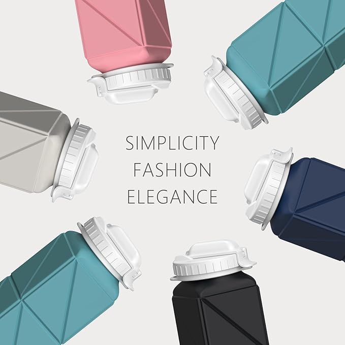 Collapsible Water Bottles, Silicone Foldable Portable Water Bottle 610ml, Lightweight Reusable Leakproof for Travel Camping Hiking Cycling Yoga Sports Outdoor