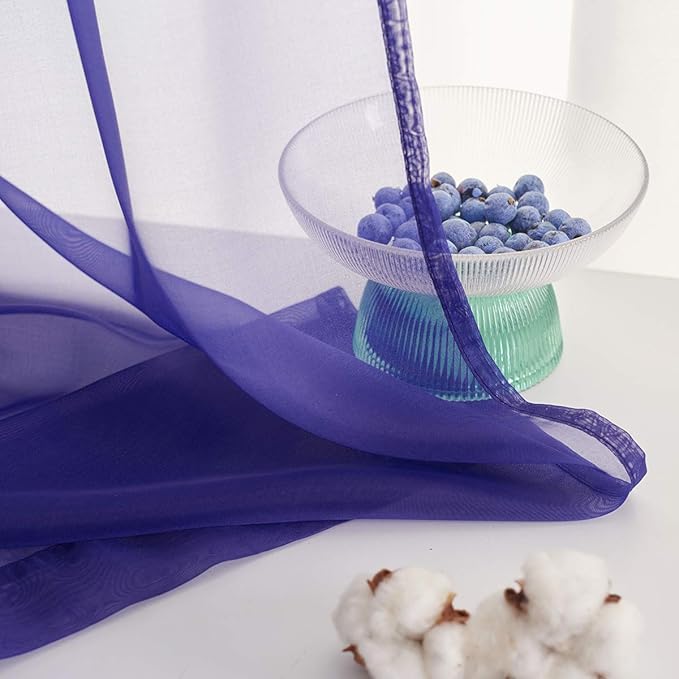 Halloween Decorations Sheer Curtains 108 Inches long Royal Blue Translucent Rod Pocket Royal Blue Sheer Curtains for Patio Doors Bedroom Living Room 9 ft 2 Panels 52X108