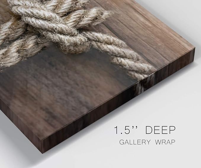 Renditions Gallery Canvas Nautical Wall Art Modern Decorations Paintings Rope Closeup Knot Abstract Vibrant Wooden Maritime Sailor Artwork Prints for Bedroom Office Kitchen - 8"x12" LT33