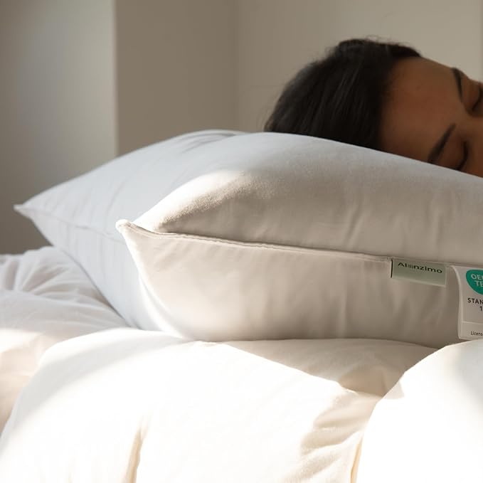 Alanzimo Goose Feather Down Pillows Extra Large Queen Size Set of 2, Luxury Soft Pillow for Sleeping, 600TC 100% Cotton Cover Hotel Collection Bed Pillows for Back, Stomach or Side Sleepers 20x30