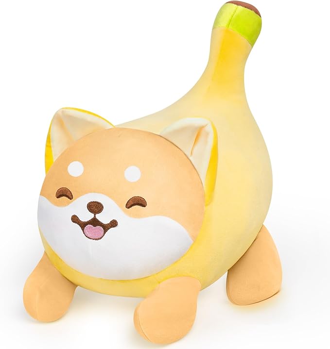 Shiba Inu Plush Stuffed Animals, Cute Dog Plushies Stuffed Pillow, Soft Banana Dog Stuffed Toy, Hugging Plush Toy for Kids & Adults