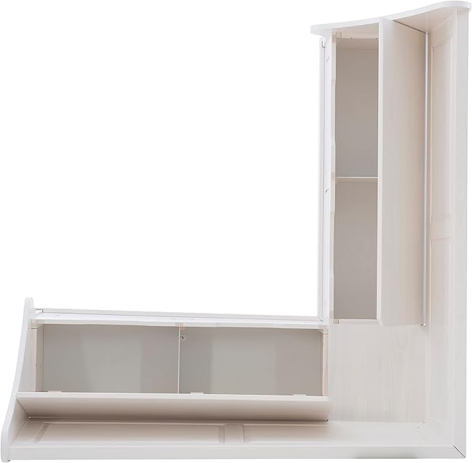 Linon Harris White Corner Breakfast Nook - Nook Only, Table is NOT included! 20.88D x 61.88W x 36.63H in