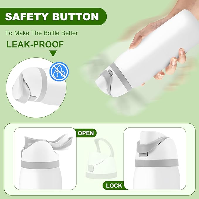 Replacement Cap for Owala Freesip Bottle, Replacement Accessories for Owala Free Sip, One Button Water Bottle Top Lid Compatible with Owala Cup 16oz 24oz 32oz 40oz, BPA-Free, No Water Leakage, White