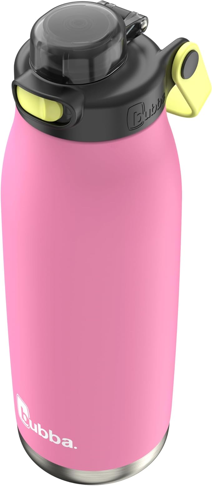 Bubba Radiant Stainless Steel Water Bottle with Push-Button Chug Lid 32oz, Azalea