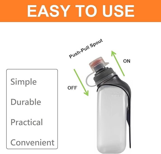 Water Bottle for Running No Bounce Water Bottle with Clip and Cover Cap,BPA-Free Plastic, 8.8oz (250ml) for Running/Marathon/Walking/Hiking/Cycling/Trail/Skiing (2 Pack)