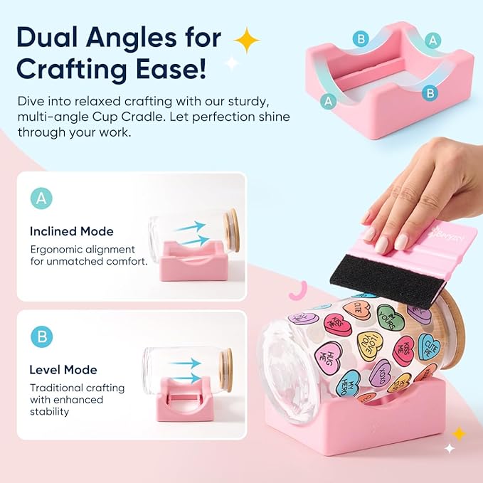 Silicone Cup Cradle, Cup Cradle for Tumblers Use to Apply UV DTF Decal/Apply Vinyl Decals - Keep Mugs in Place with Felt Squeegee