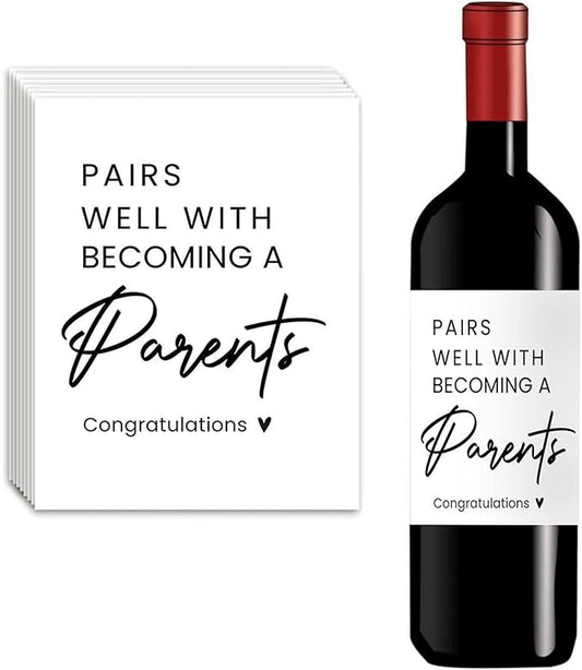 24 Pcs Parents Pregnancy Baby Announcement Wine Labels, Funny Pregnancy Baby Announcement Gifts for New Parents Wine Bottle Stickers Labels, Pairs Well With Becoming A Parents Wine Labels