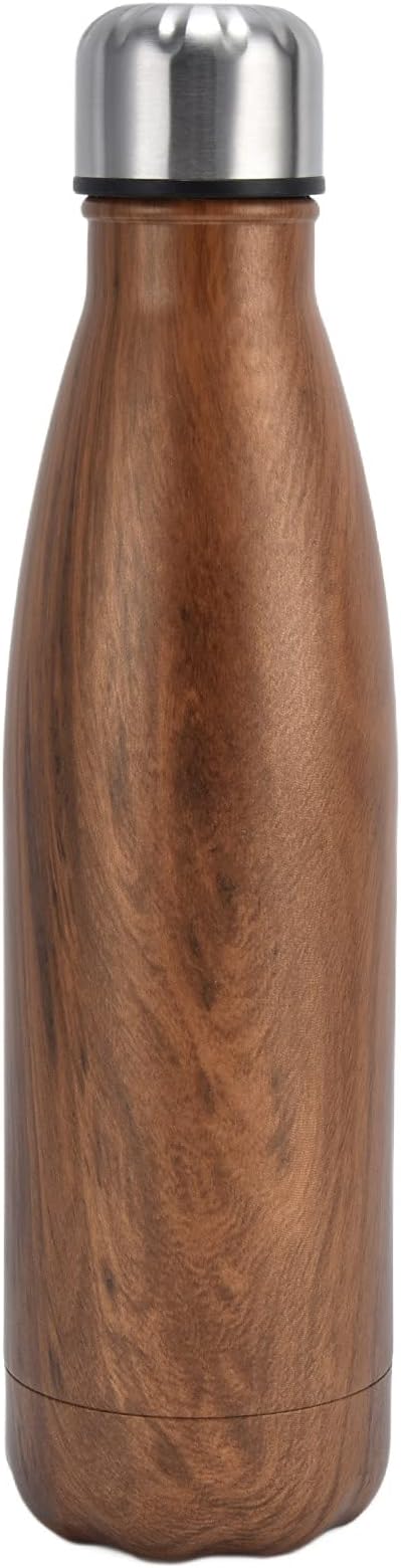 Thermal Flask, Water Bottles Durable Stainless Steel Double Wall Easy to for Camping Hiking Travel for School Outdoor Sports(Wood Grain)