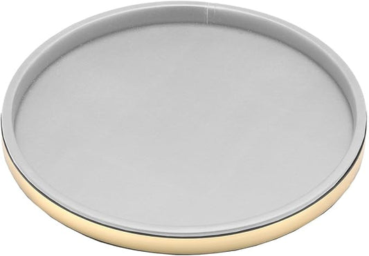 Kraftware Leatherette Tray, 14", White with Brass