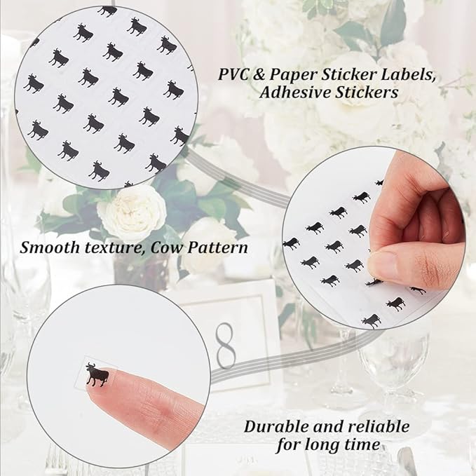 OLYCRAFT 2400pcs Beef Black Meal Stickers 0.4 Inch Cow Wedding Meal Stickers Food Choice Sticker Kitchen Stickers Beef Wedding Meal Indicator Stickers Meal Stickers for Place Card Wedding Supplies
