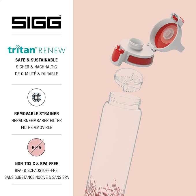 SIGG - Tritan Renew Transparent Water Bottle - Total Clear ONE MyPlanet - For Carbonated Beverages - Dishwasher Safe - With Fruit Strainer - Leakproof & Lightweight - BPA Free - 17 Oz / 25 Oz / 51 Oz