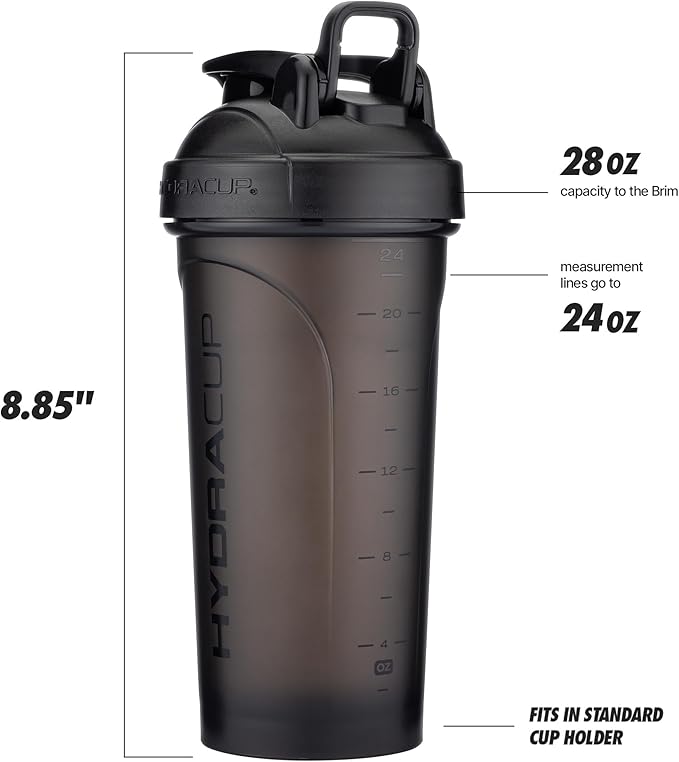Hydra Cup JailBreak Pro - 28 oz Shaker Cup with Removable Phone Clip, Shaker Bottle for Protein Shakes with Carry Handle, Ball Blender, BPA Free (Black)