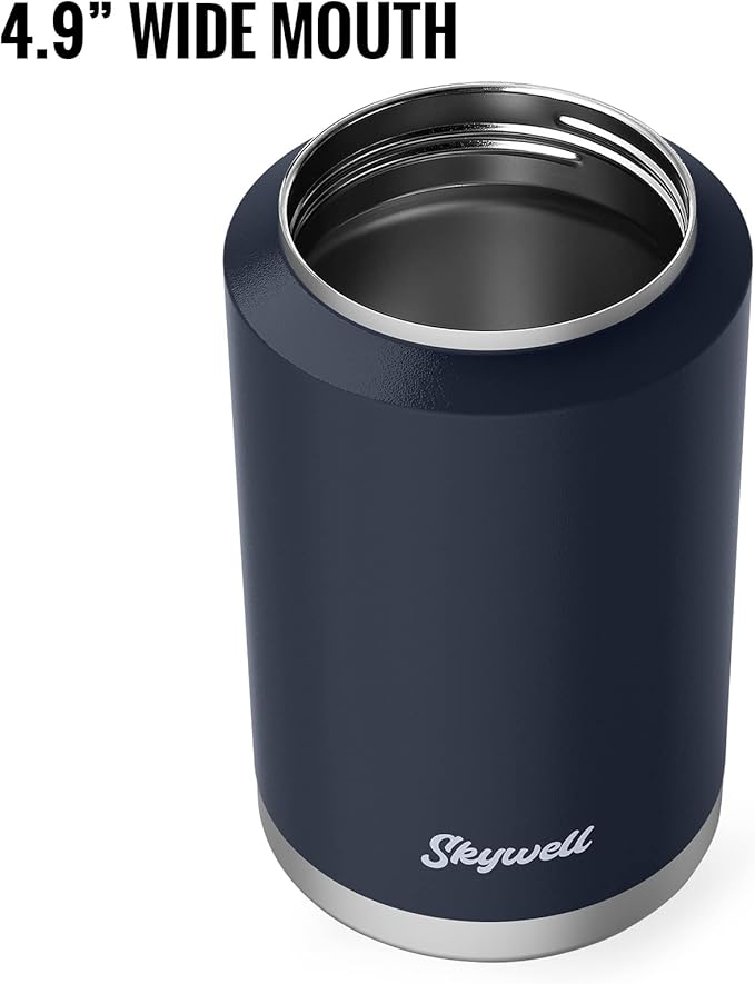 SkyWell 128 Oz Insulated Water Bottle Sleeve and Cup Kit Wide Mouth Water Flask Sweat-Proof and Leak-Proof 1 Gallon Stainless Steel Water Jug for Outdoors, Navy Kit