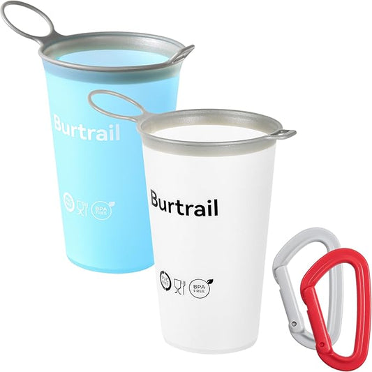 Collapsible Running Cup,Ultralight Protable Running Water Cup for Trail Running,Ultramarathon,Backpacking,Camping-BPA Free,200 ml/6.8 oz-2Pack, SkyBlue & White
