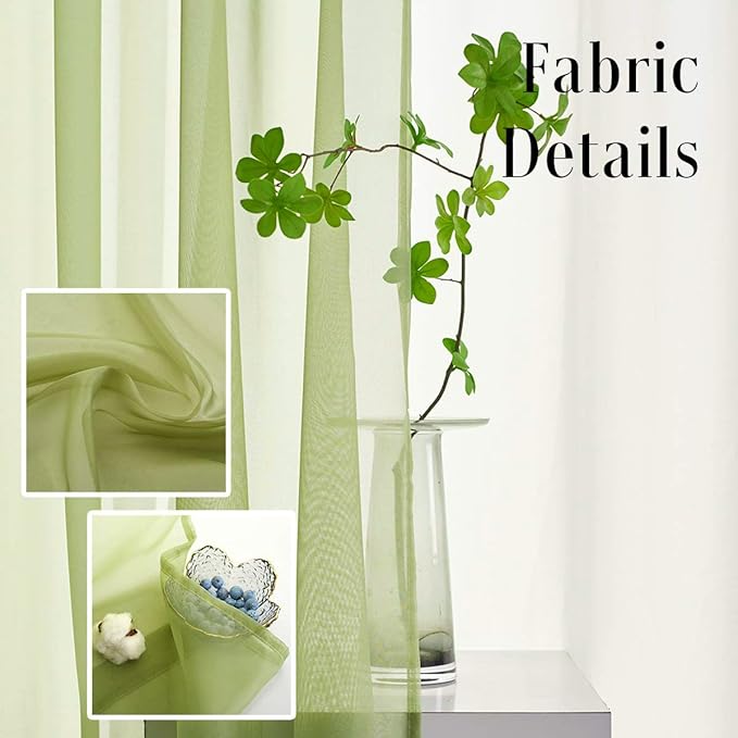 Sage Green Christmas Sheer Curtains 84 Inches Long 2 Panels for Bedroom/Living Room/Kids Rod Pocket Light Filtering Sage Green Sheer Curtains 52 x 84 mas sheer curtains