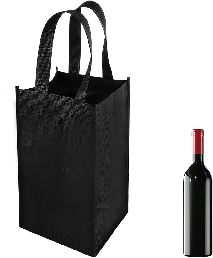 TIESOME 4 Bottle Wine Bags for Travel, Wine Carrier Tote, Waterproof Carrier Wine Bottle Holder Bag Reusable Wine Gift Bag Portable Grocery Bags with Base Plate & Carry Handle for Wine Lover Gift
