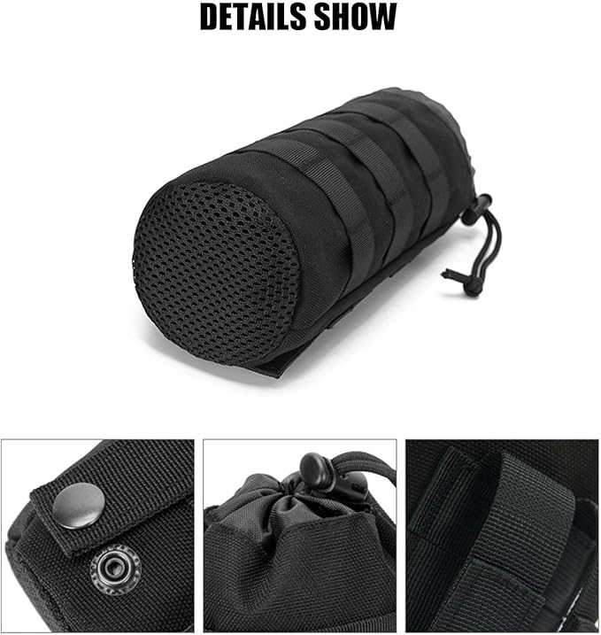 Upgraded Water Bottle Holder -Tactical Water Bottle Pouch- Sports Water Bottle Bag with Drawstring for Camping Climbing Hiking and Travelling
