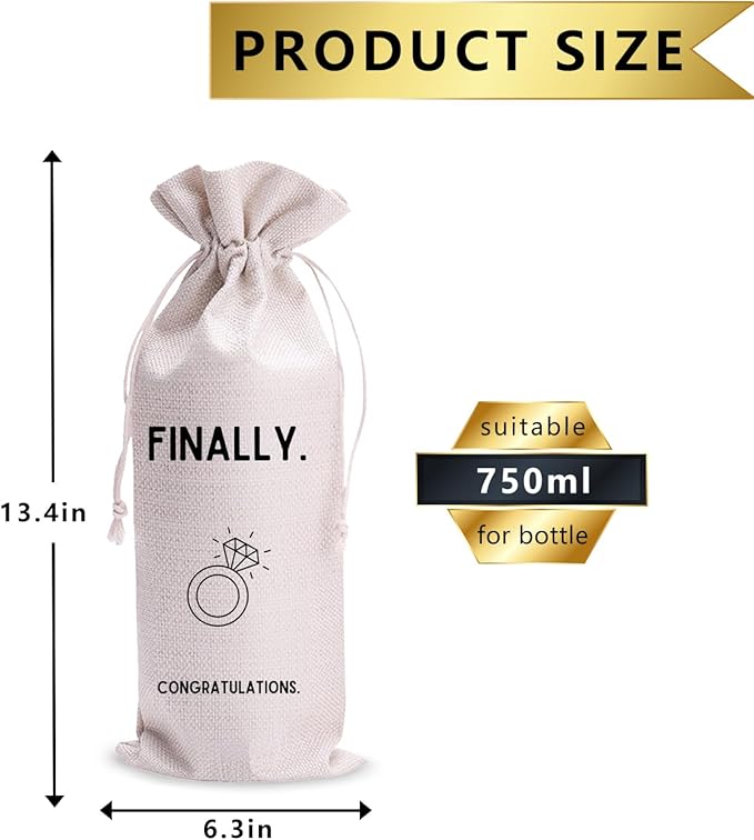 Baobeily Finally Wedding Gift Engagement Gift Bag For bride/him/her Newly Engaged Gift Wine Tote