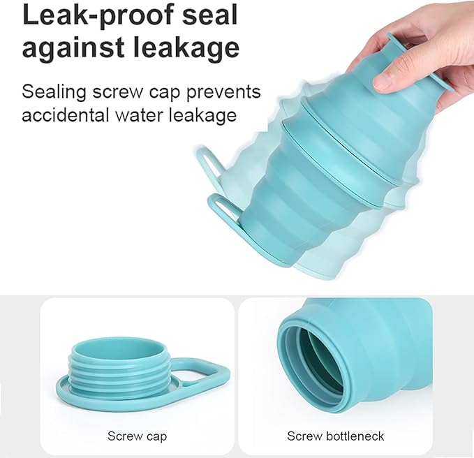 Tokhan Collapsible Silicone Water Bottle with Leak-Proof Valve - Reusable, BPA-Free, 17.6 oz/500 ml Capacity, Durable and Innovative Design - Perfect for Travel and Outdoor Activities (Drak Blue)