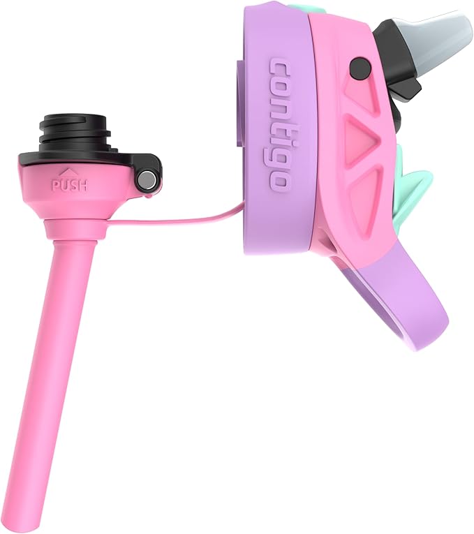 Contigo Autospout Water Bottle with Straw, 13 oz, Azalea/Pansy