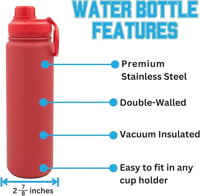 USC Logo Water Bottle - Red Double Walled Stainless Steel 24 oz Keeps Drinks Cold or Hot