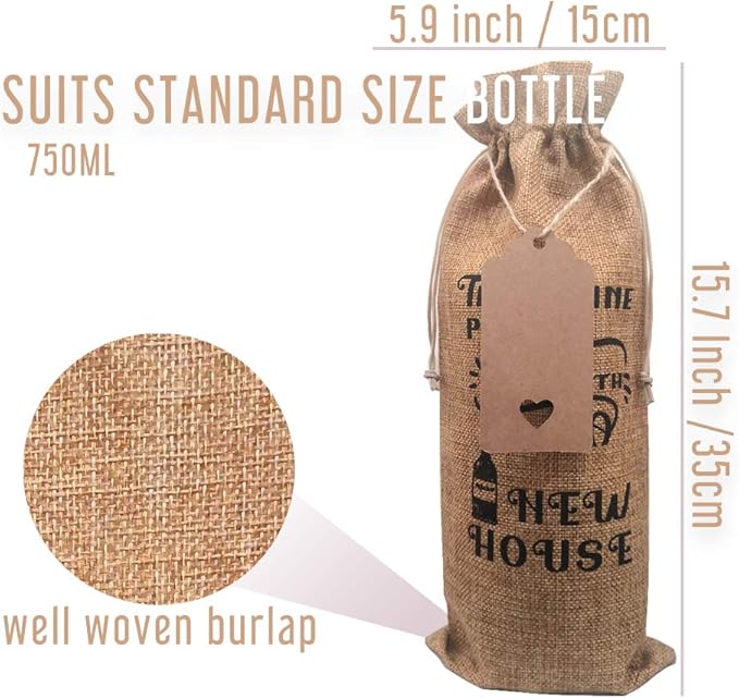 New House Gift Wine Bag, Closing Gifts for Buyers, Closing Gifts Real Estate for Clients, Burlap