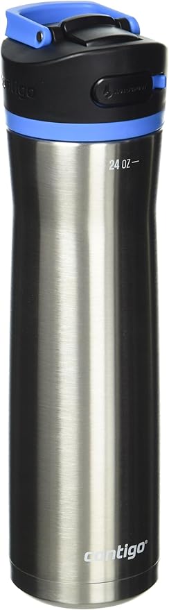 Contigo Ashland Water Bottle, 24 oz, Stainless Steel w/Blue Poppy