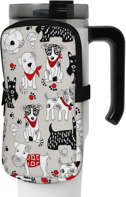 Water Bottle Pouch for Stanley Cup 40oz 30oz,Personalized Gym Purse for Men Women, Tumbler Pouch with Versatile Pocket Water Bottle Bag for Cards, Keys, Phone Botanical Leaf