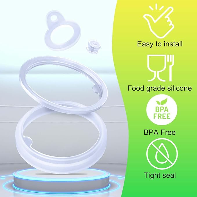 Lid Gasket Replacement for Thermoflask 24oz/32oz/40oz/64oz,Water Bottle Silicone Gaskets Each with Pick for Water Bottle Straw Lid, Chug Lid & Chug Spout