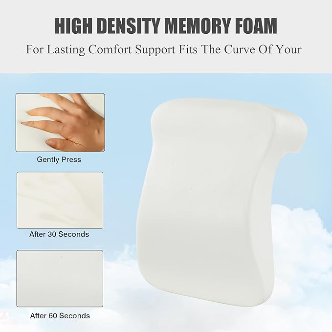 HOMBYS Memory Foam Neck Support for Short-Back Office Chair, Supportive Headrest Pillow for Neck Pressure Relief Improved Posture for Working Chair, Car and Travel