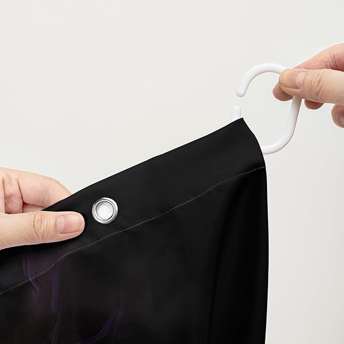 AILONEN Sugar Skull Shower Curtain,Fire Rose with Skeleton Design Shower Curtain Set with Hooks for Boys Girls Teens,Gothic Skull72 W*72" H