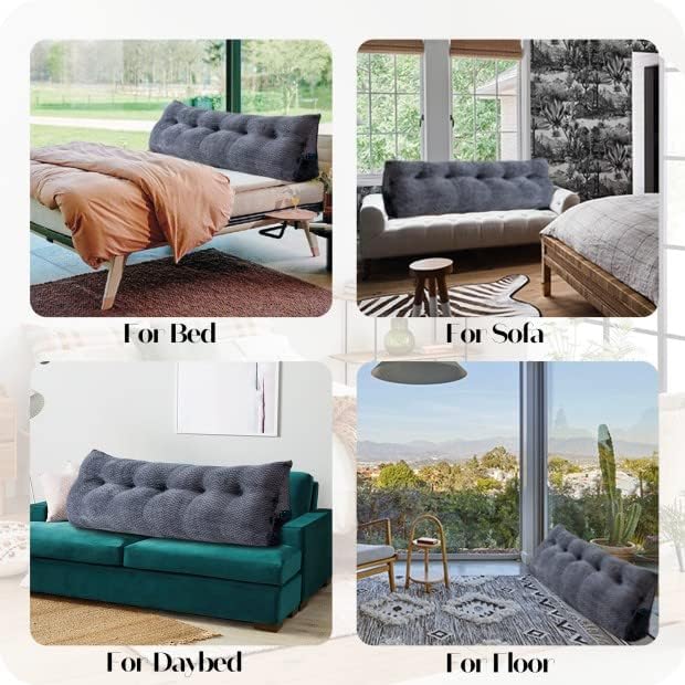 Large Bolster Triangular Headboard Wedge Backrest Positioning Support Bed Rest Reading Pillows Headboard Wedge Pillows for Day Bed Bunk Bed with Removable Cover, California King(71x8x20 Inches)