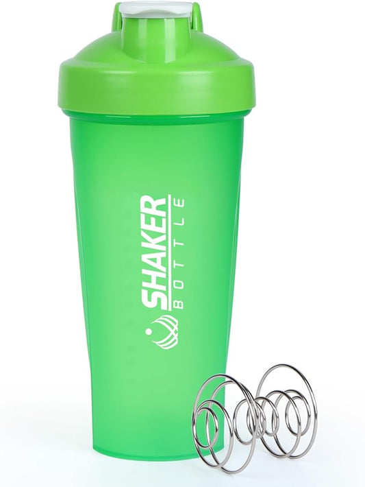 Shaker Bottle, 600ml Classical Protein Shaker Cup with Mixing Ball for Smooth blending, Leak-Proof GYM Workout Water Bottles for protein& Smoothie Shake，Bpa Free (20oz / Green)