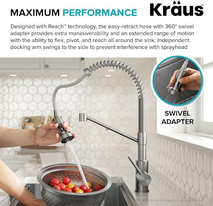 KRAUS Bolden 2-in-1 Commercial Style Pull-Down Single Handle Water Filter Kitchen Faucet for Reverse Osmosis or Water Filtration System in Brushed Brass/Matte Black, KFF-1610BBMB