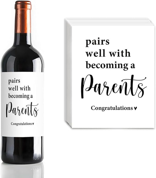 24 Pcs Parents Pregnancy Baby Announcement Wine Labels, Funny Pregnancy Baby Announcement Gifts for New Parents, Pairs Well With Becoming A Parents Wine Bottle Stickers Labels