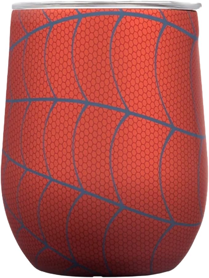 Corkcicle Spiderman Stemless Wine Glass Tumbler, Triple Insulated Stainless Steel, Easy Grip, Non-slip Bottom, Keeps Beverages Chilled for 9 Hours, 12 oz