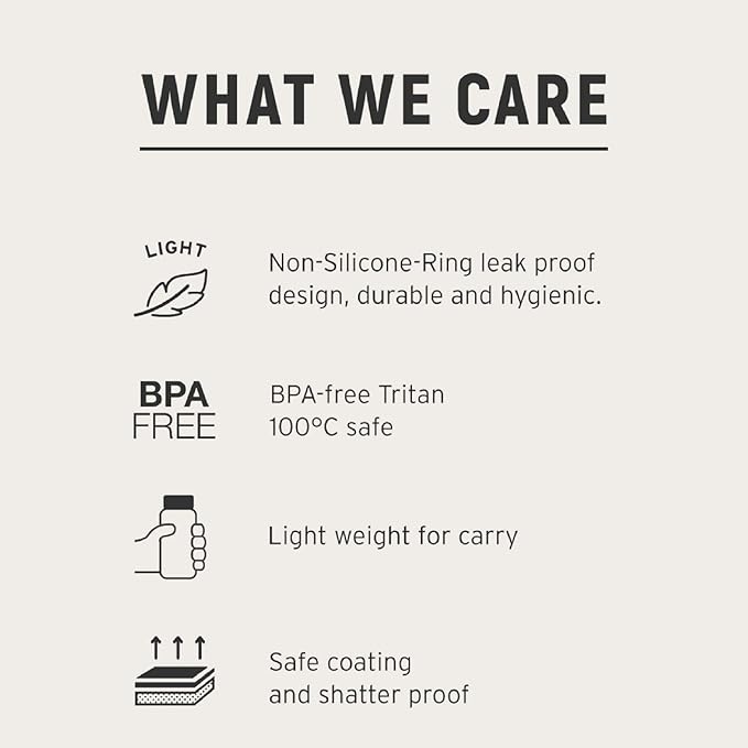 WEMUG Waterbottle 21 oz Easy Carry Handle, Modern Simple Design, BPA-Free, Leak Proof, Durable Plastic, Ultra Light, Handled (black)