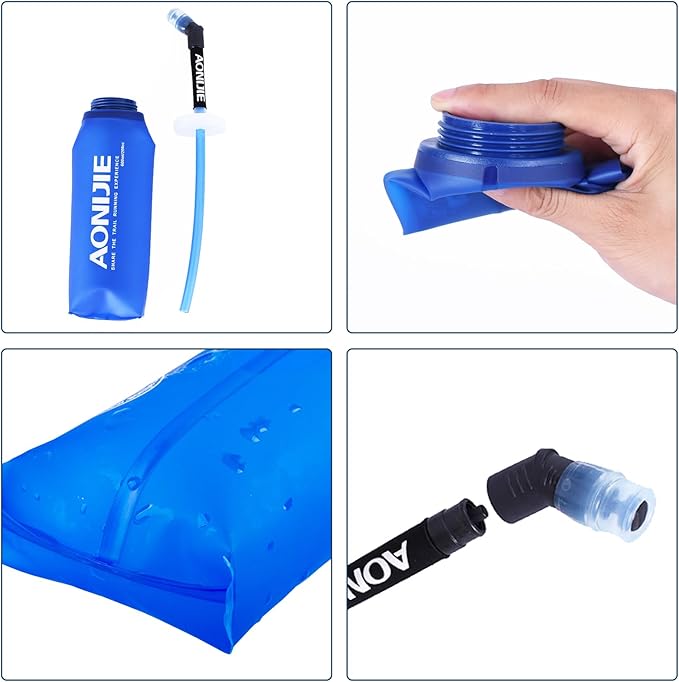 TRIWONDER TPU Soft Folding Water Bottles BPA-Free Collapsible Flask for Hydration Pack - Ideal for Running Hiking Cycling Climbing (350ml/11.83oz)