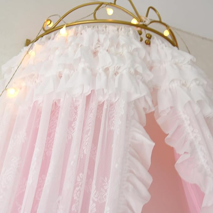 Girl Bed Curtain Princess Crown Children Room Decor Bedside Yarn Net Romantic Princess Tents Bed Canopy Valance