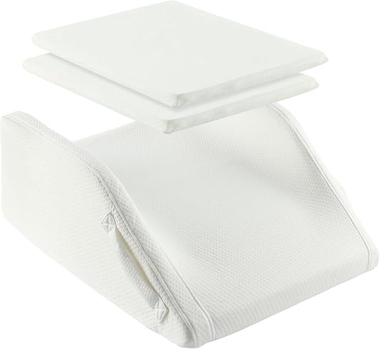 Double Leg Elevation Pillow - Memory Foam Leg Elevating Wedge Pillow - Foam Leg Support Pillow & Knee Wedge to Elevate Feet & Knee for Back Sleeping - Both Legs