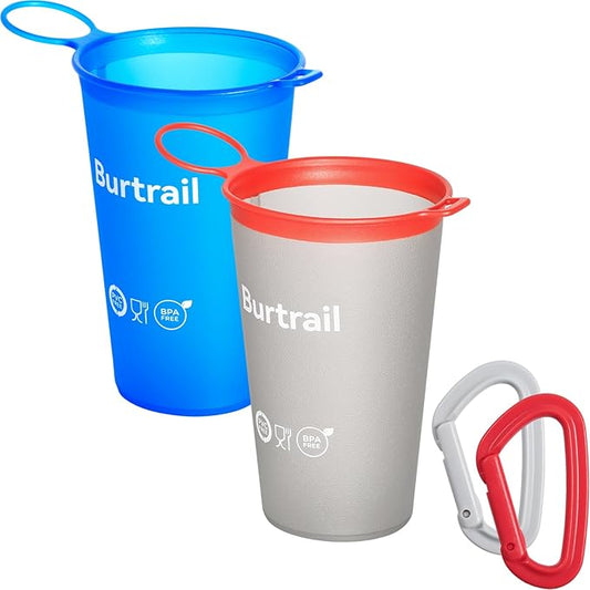Collapsible Running Cup,Ultralight Protable Running Water Cup for Trail Running,Ultramarathon,Backpacking,Camping-BPA Free,200 ml/6.8 oz-2Pack, SeaBlue & Gray